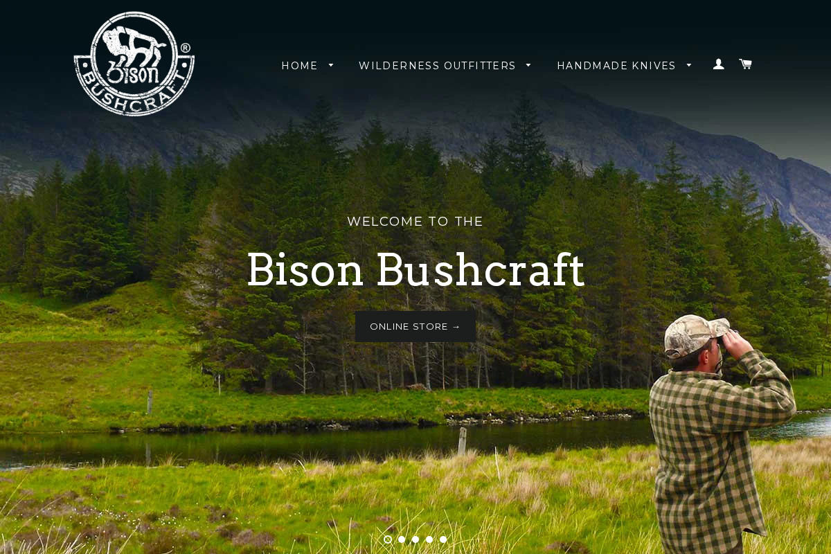 Bison Bushcraft homepage screenshot