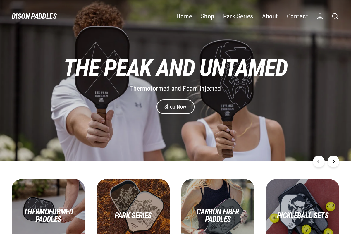 Bison Paddles homepage screenshot