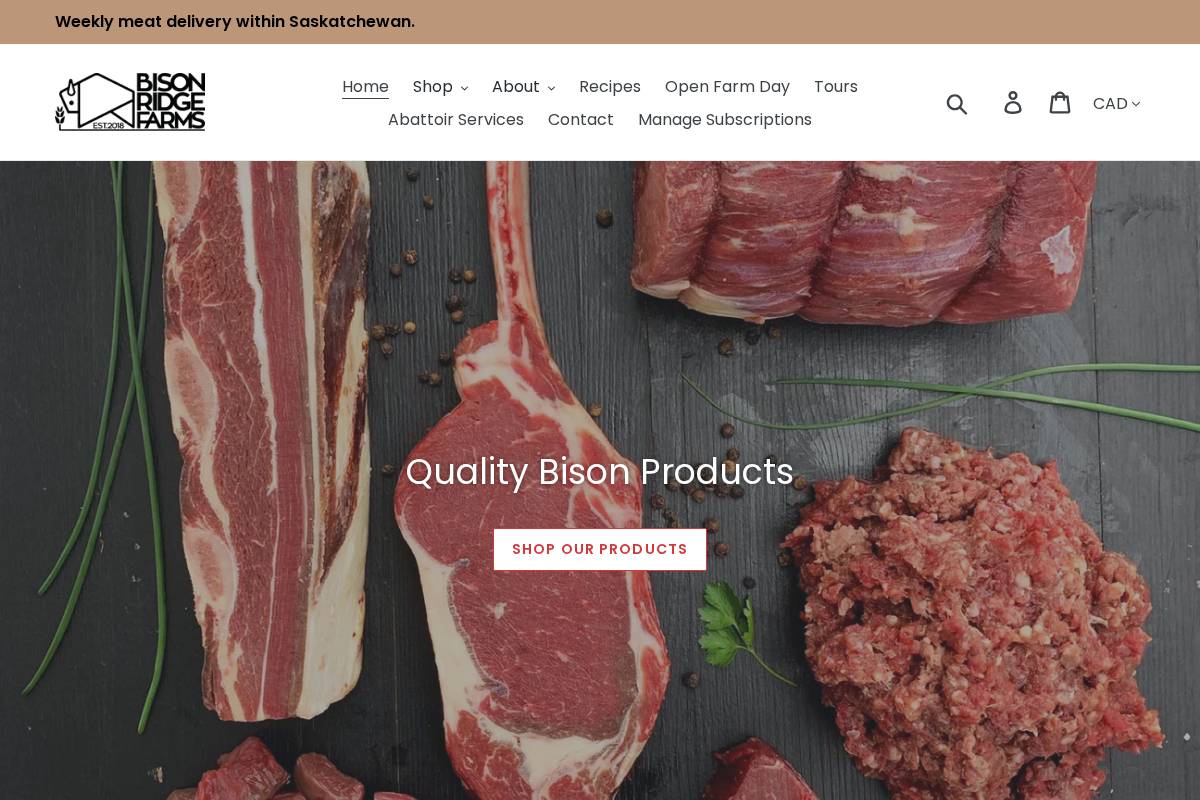 bisonridgefarms.com homepage screenshot