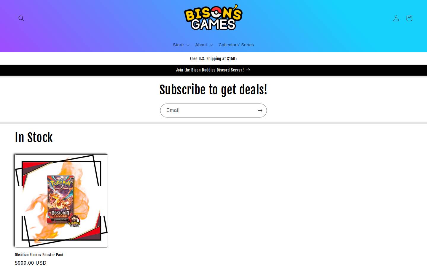 bisonsgames.com homepage screenshot