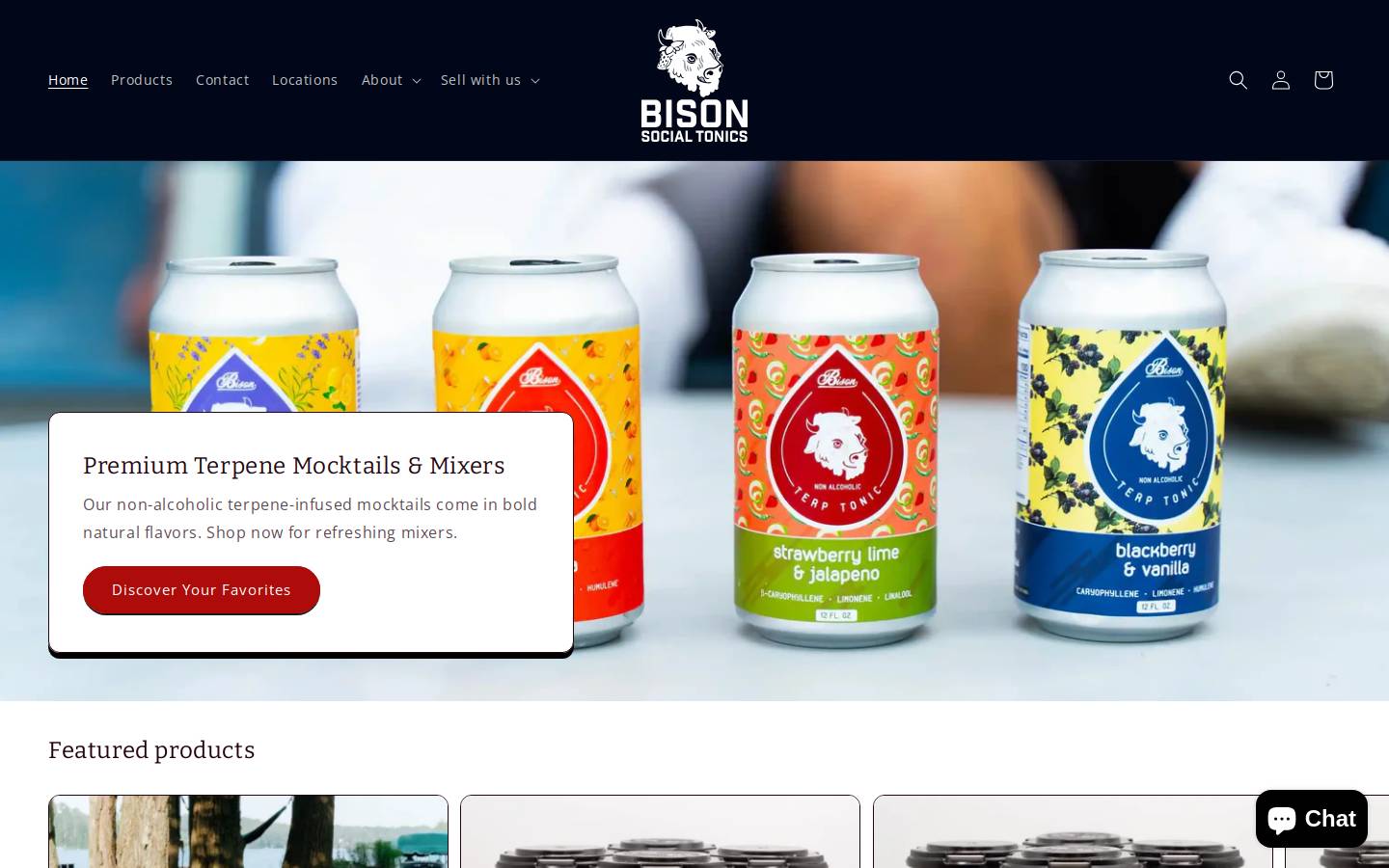 Bison Social Tonics homepage screenshot