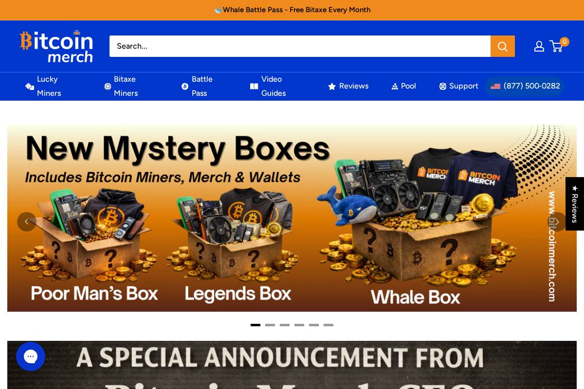 Bitcoin Merch homepage screenshot