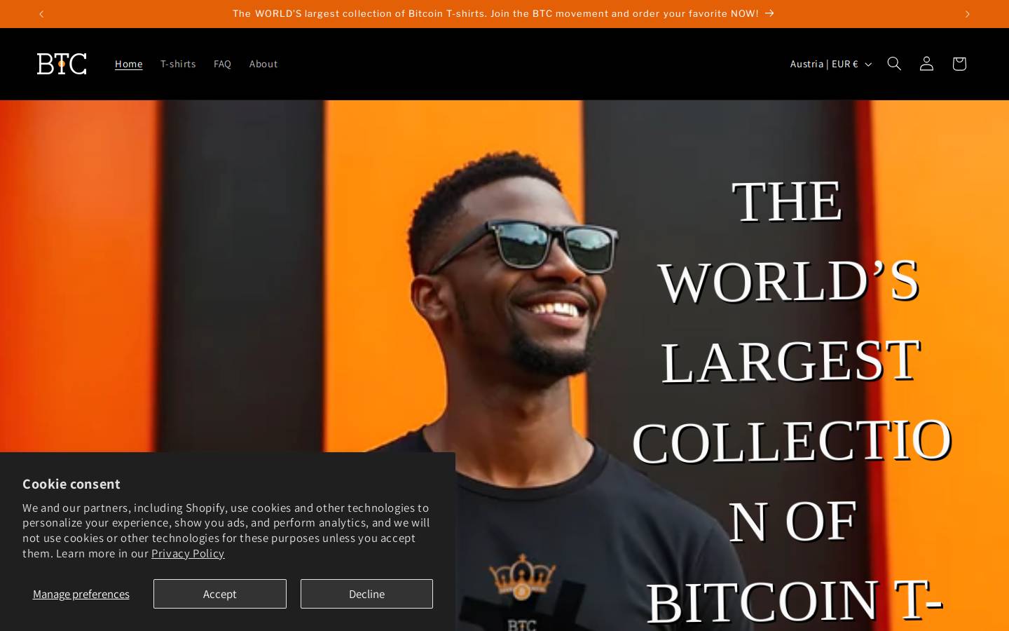 bitcointshirtclub.com homepage screenshot