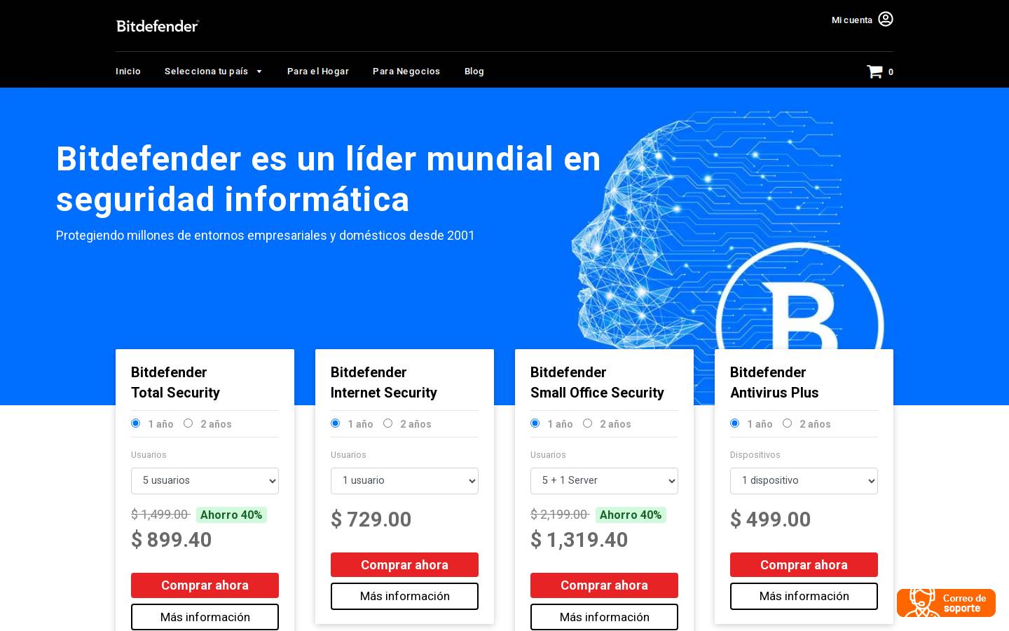 Bitdefender homepage screenshot