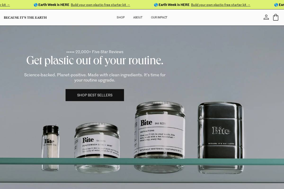 Bite Toothpaste Bits homepage screenshot