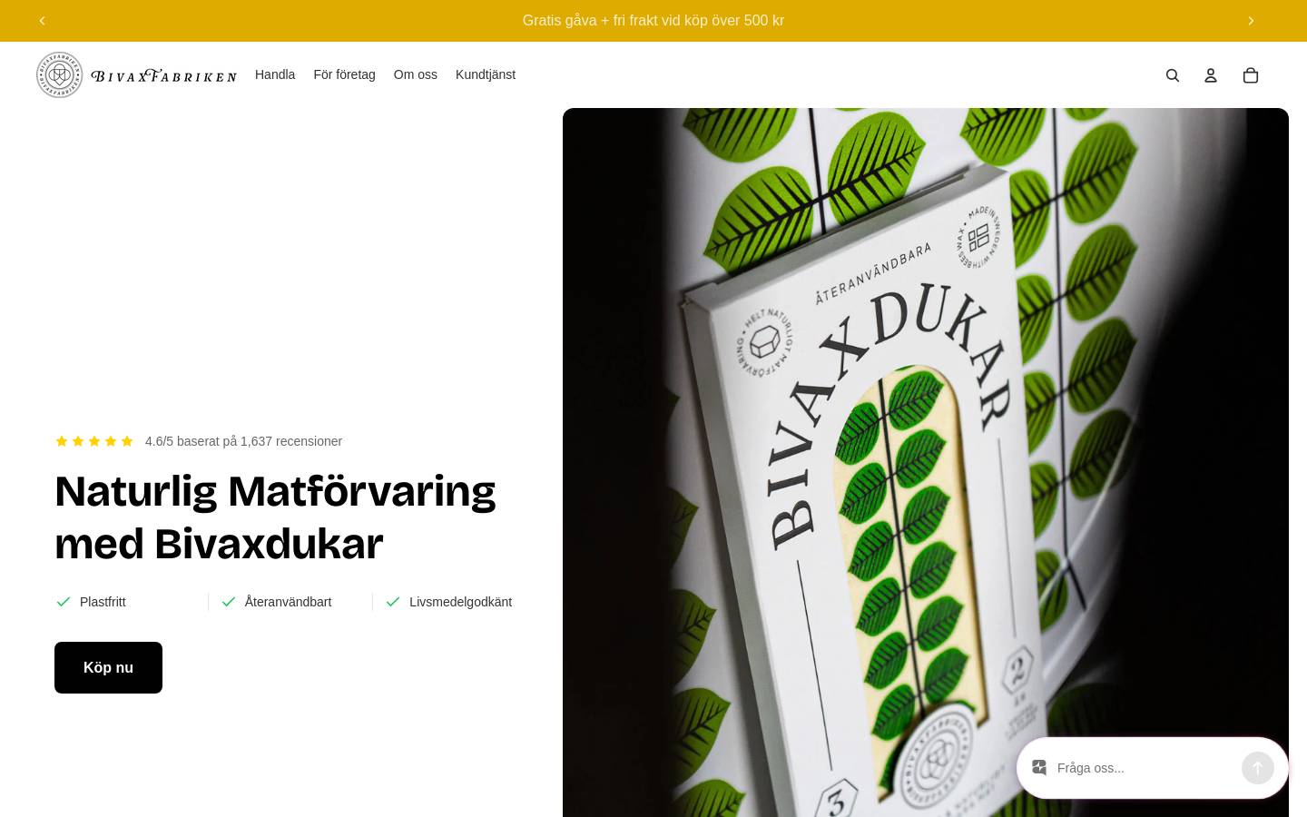 Bivaxfabriken homepage screenshot