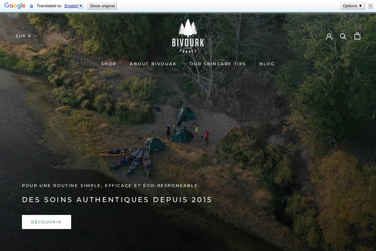bivouak-paris.com homepage screenshot