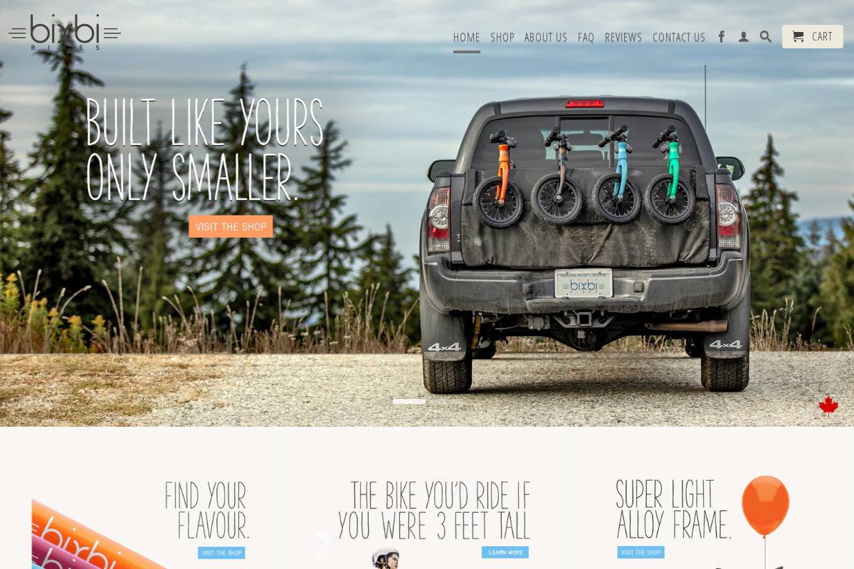 bixbibikes.com homepage screenshot