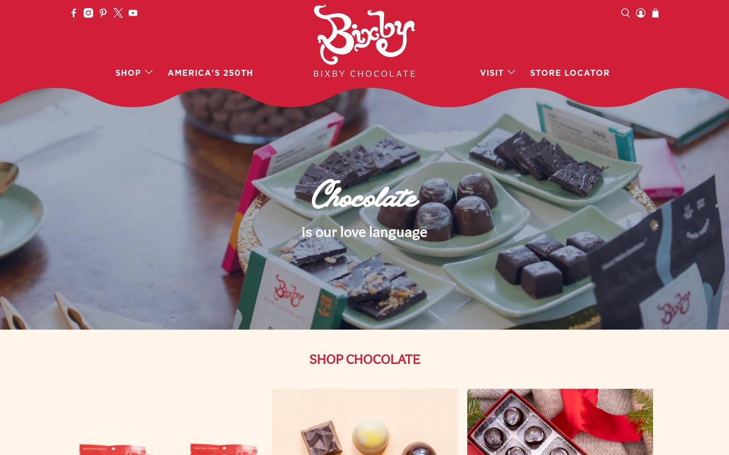 bixbychocolate.com homepage screenshot