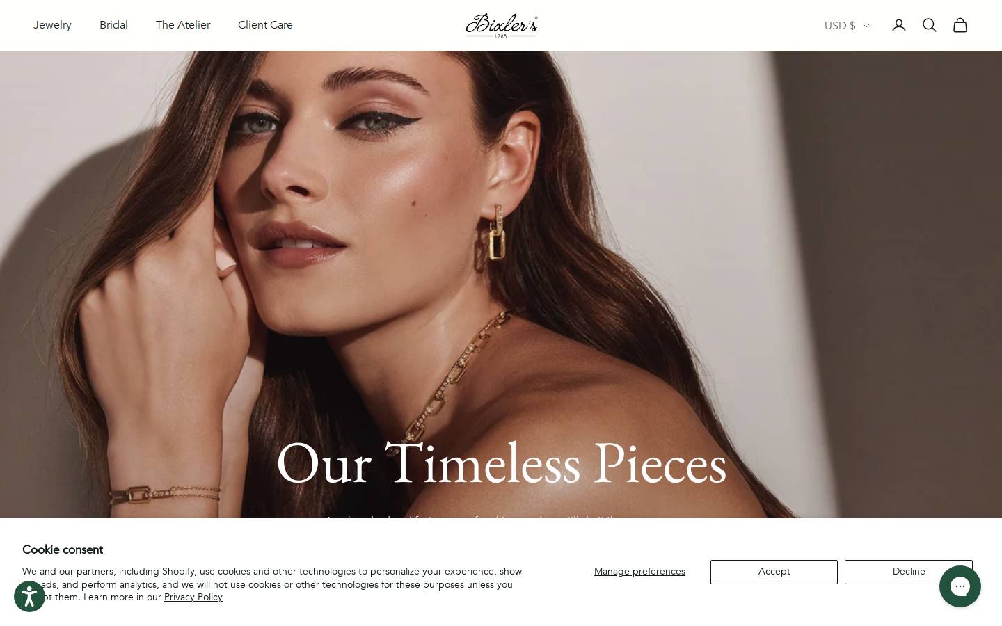 Bixler's Jewelers homepage screenshot