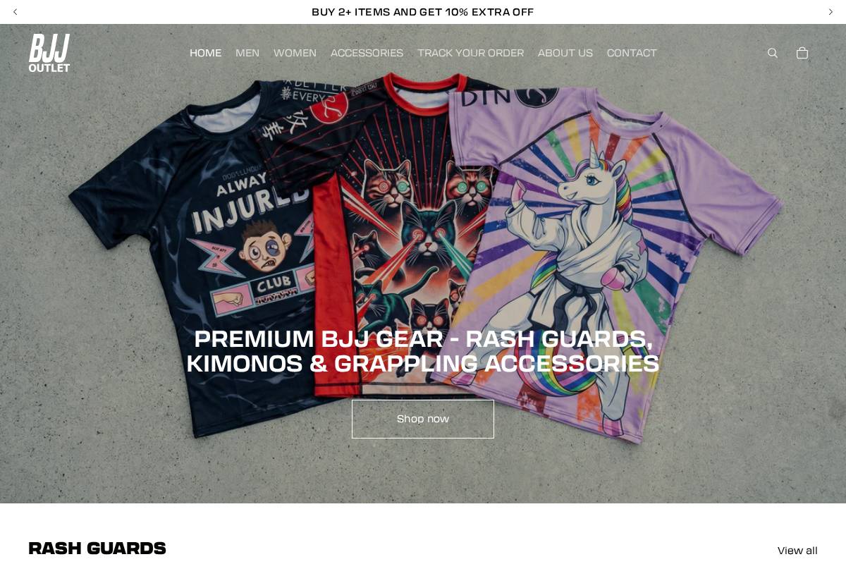 BJJ Outlet homepage screenshot