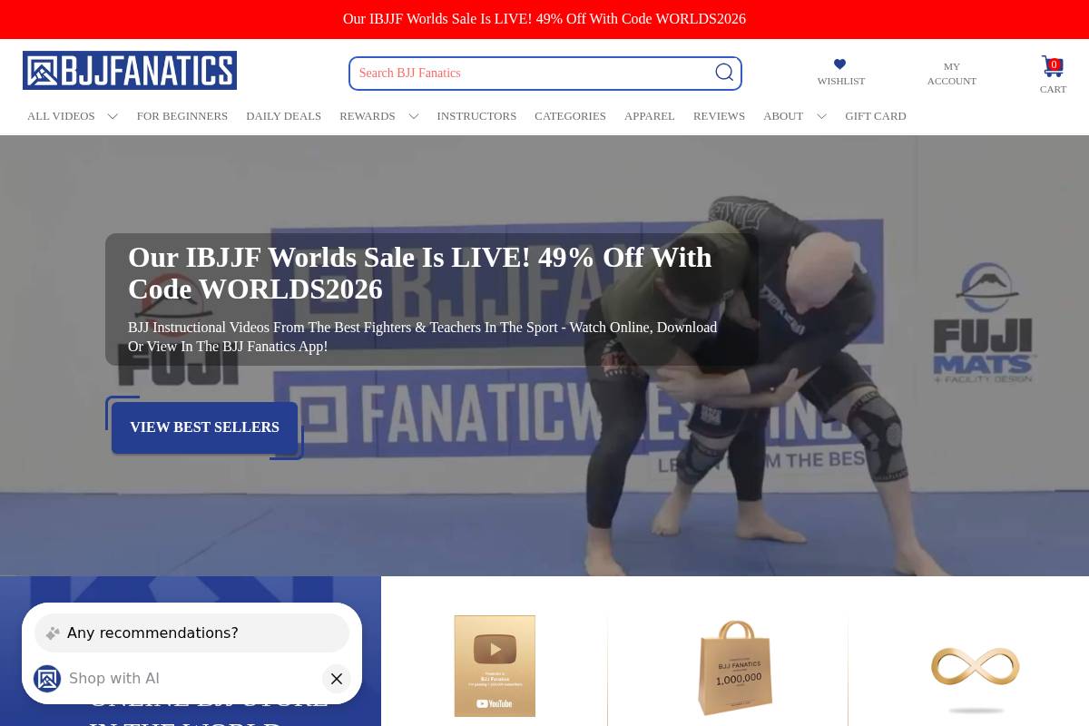BJJ Fanatics homepage screenshot