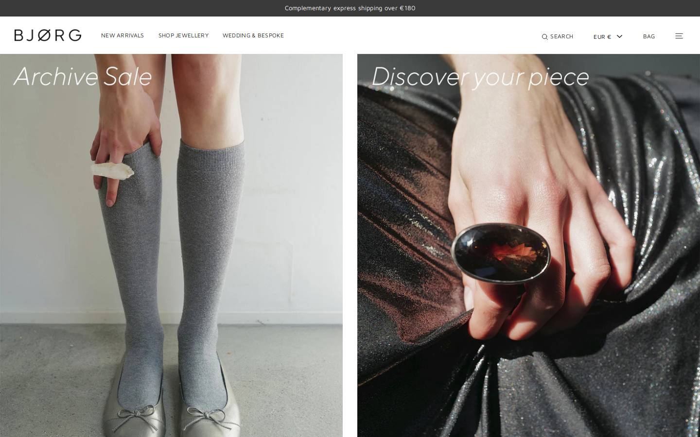 Bjørg Jewellery homepage screenshot