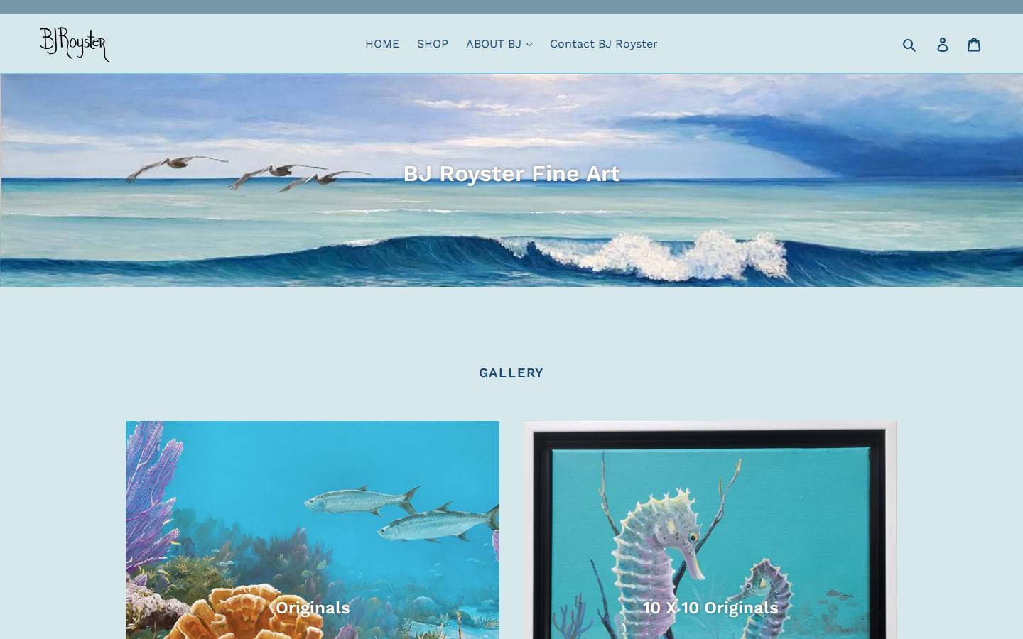bjroysteroceangallery.com homepage screenshot