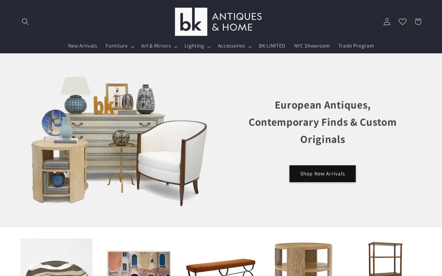 bkantiques.com homepage screenshot