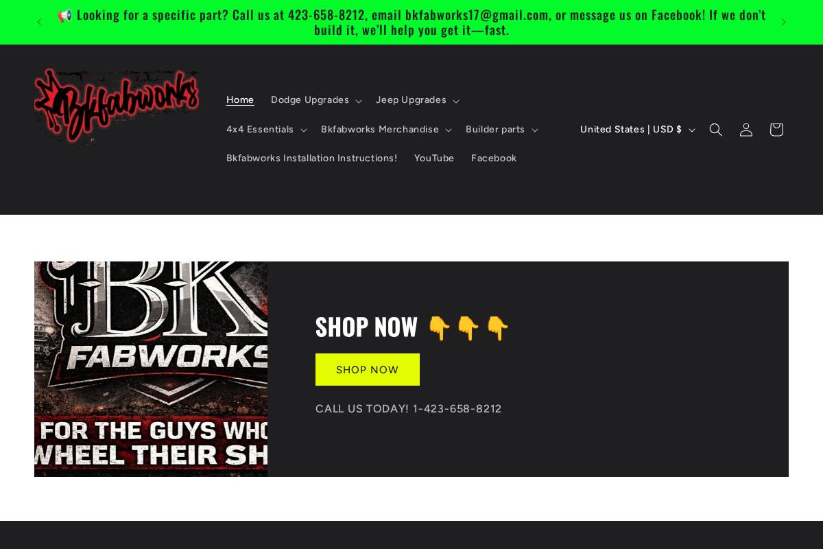 bkfabworks17.com homepage screenshot