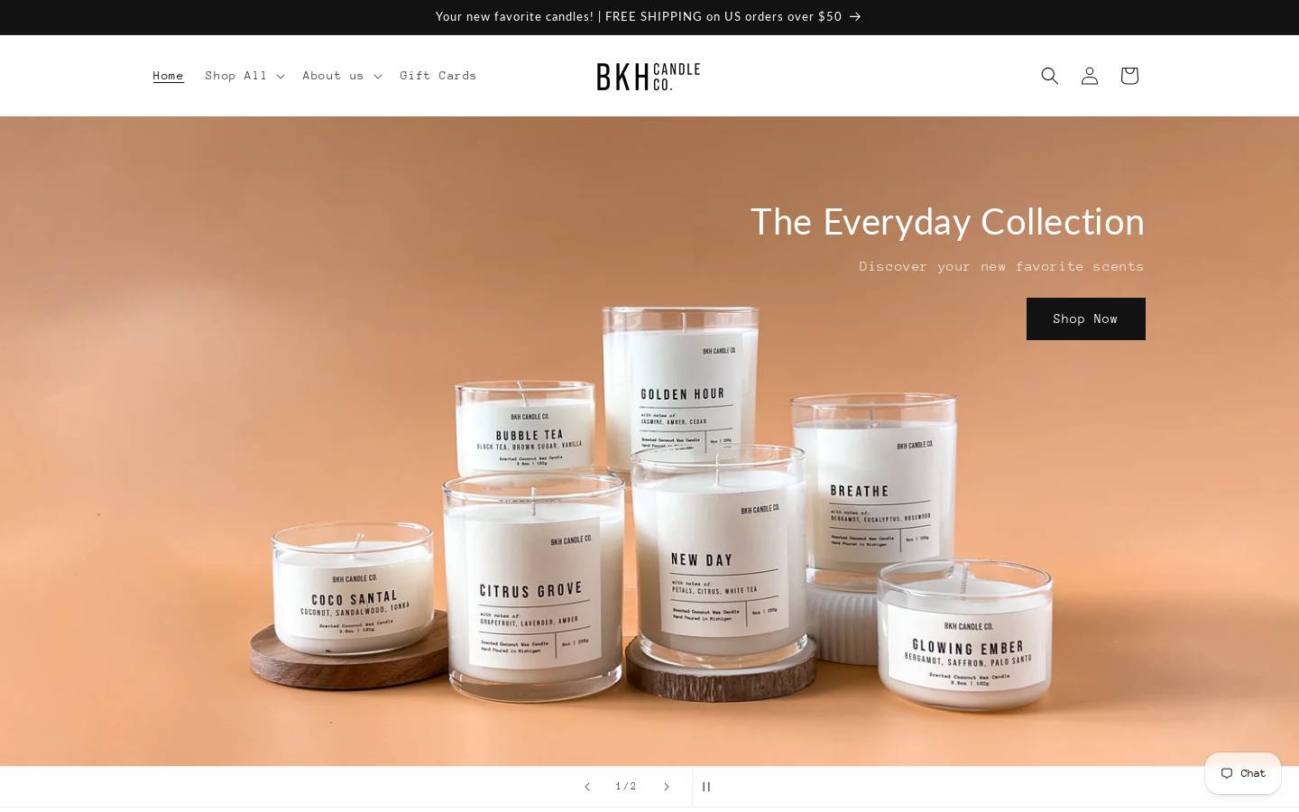 bkhcandleco.com homepage screenshot