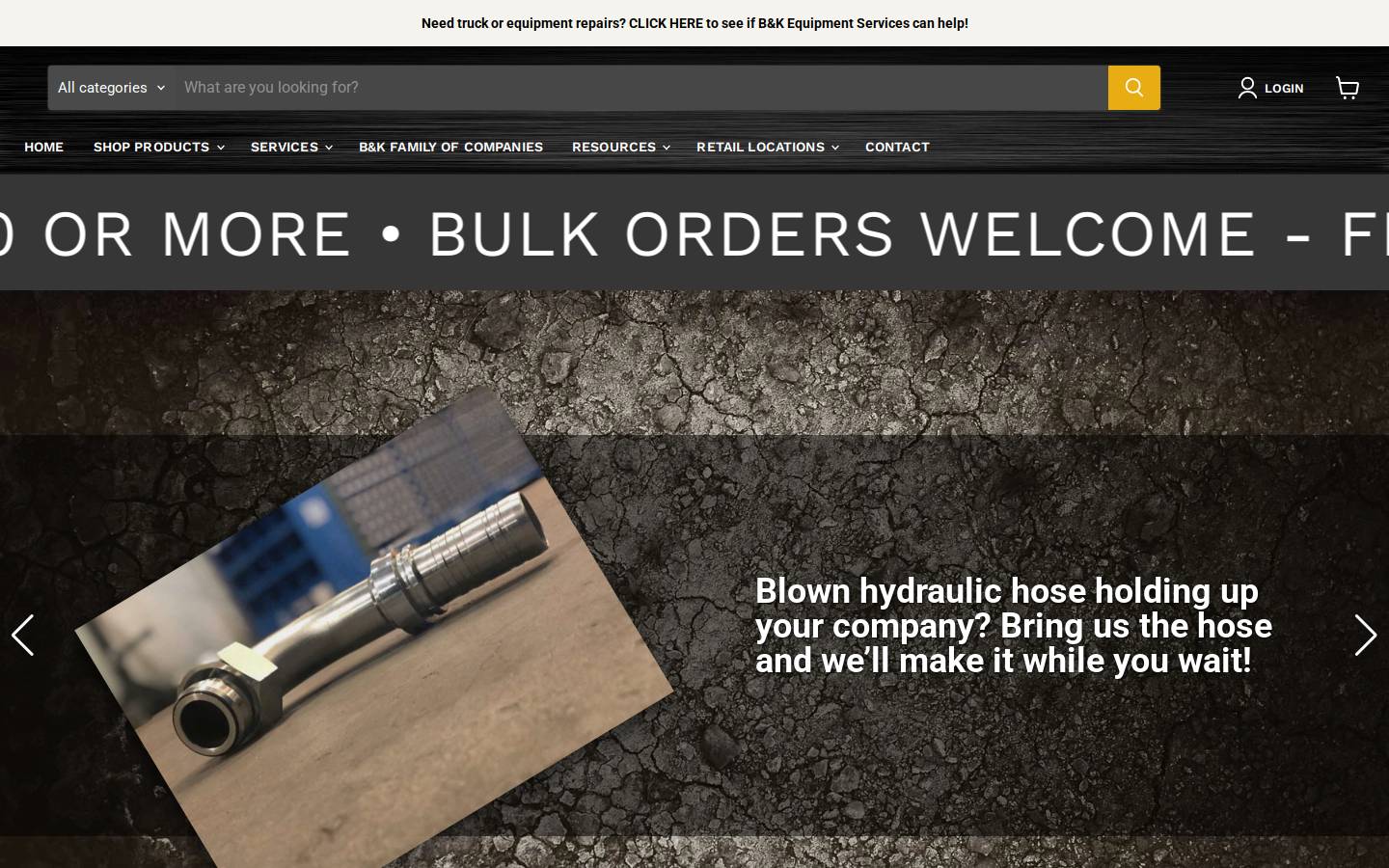 bkhydraulicsnj.com homepage screenshot