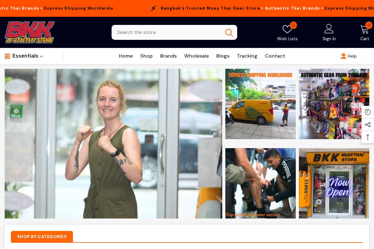 BkkMuayThaiStore homepage screenshot
