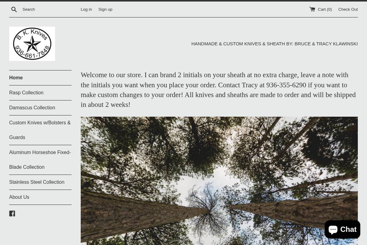 bkknives.net homepage screenshot