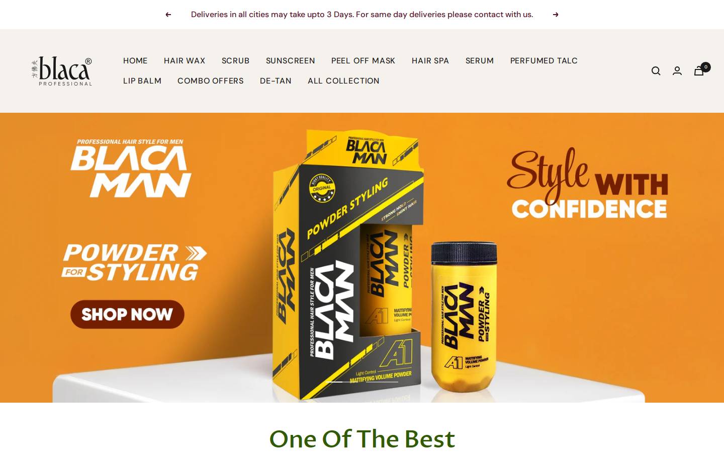 blaca.in homepage screenshot