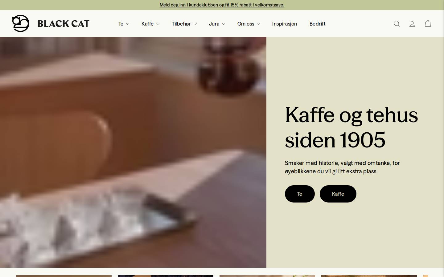 Black Cat Kaffe Og Tehus homepage screenshot