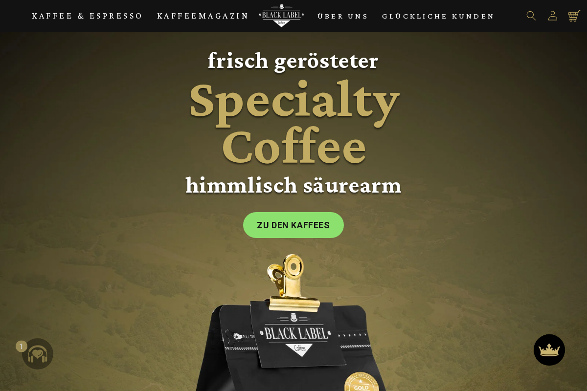 Black Label Coffee homepage screenshot