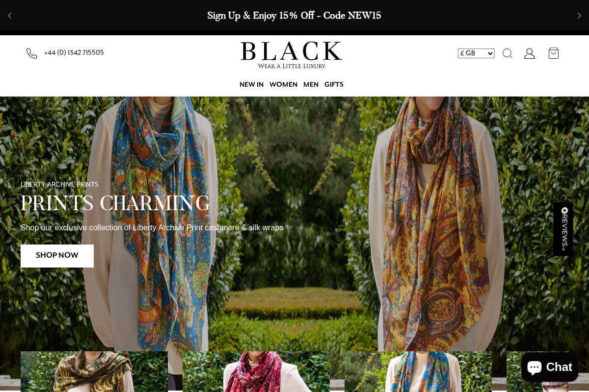 Black.co.uk homepage screenshot