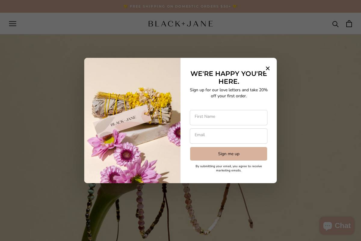blackandjane.com homepage screenshot