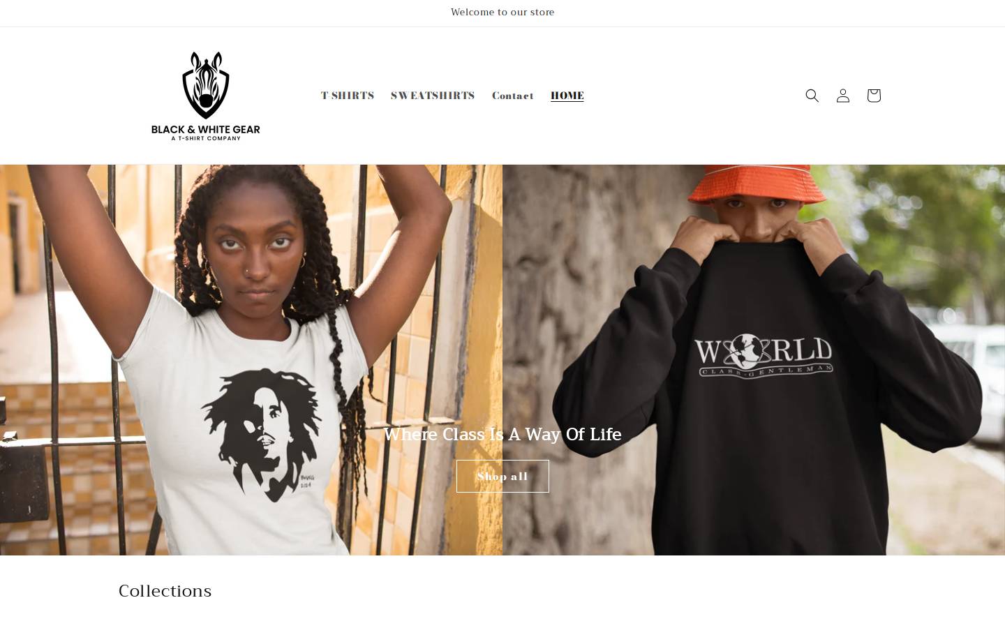 blackandwhitegear.com homepage screenshot