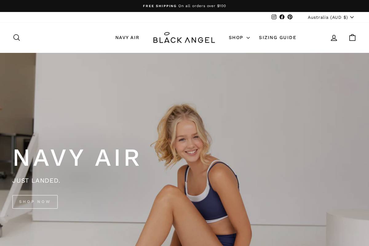 blackangelapparel.com.au homepage screenshot