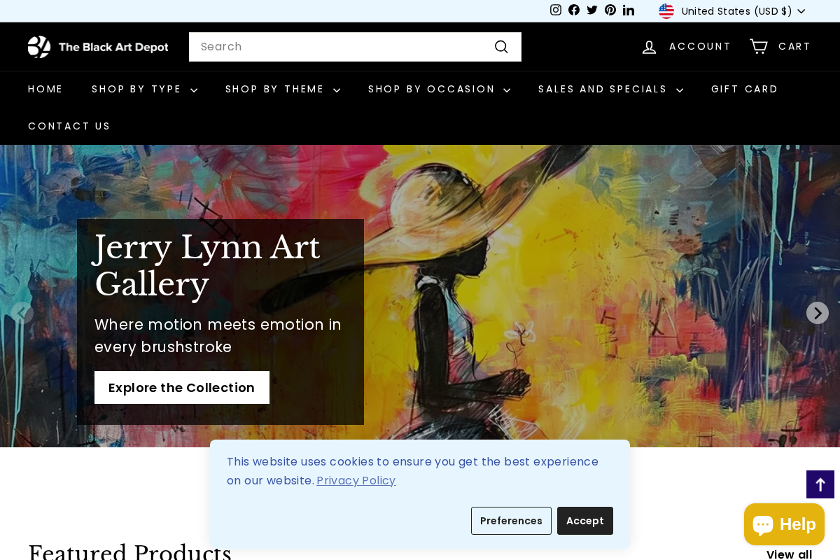 The Black Art Depot homepage screenshot