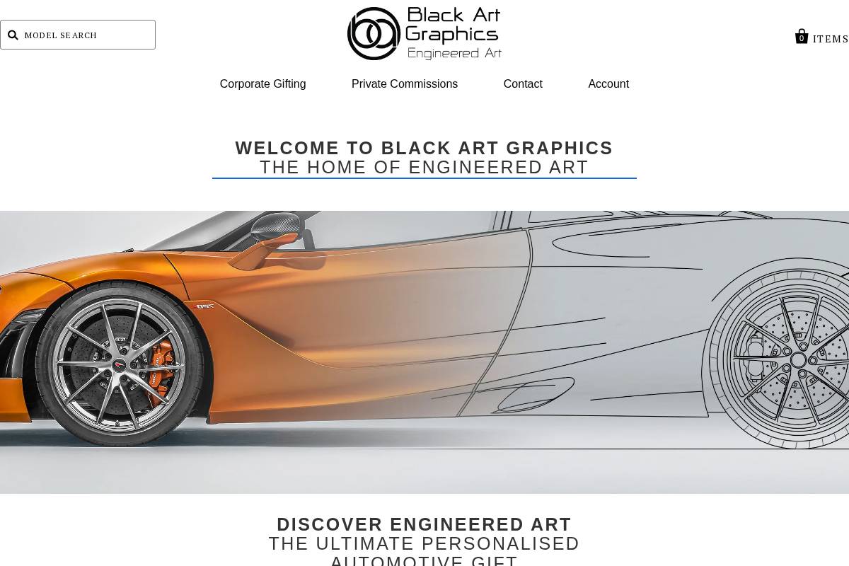 blackartgraphics.com homepage screenshot