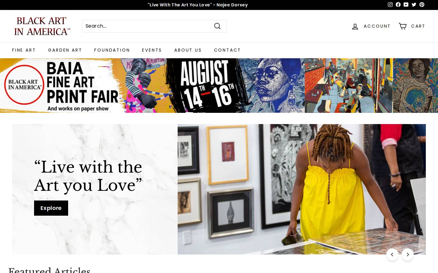 blackartinamerica.com homepage screenshot