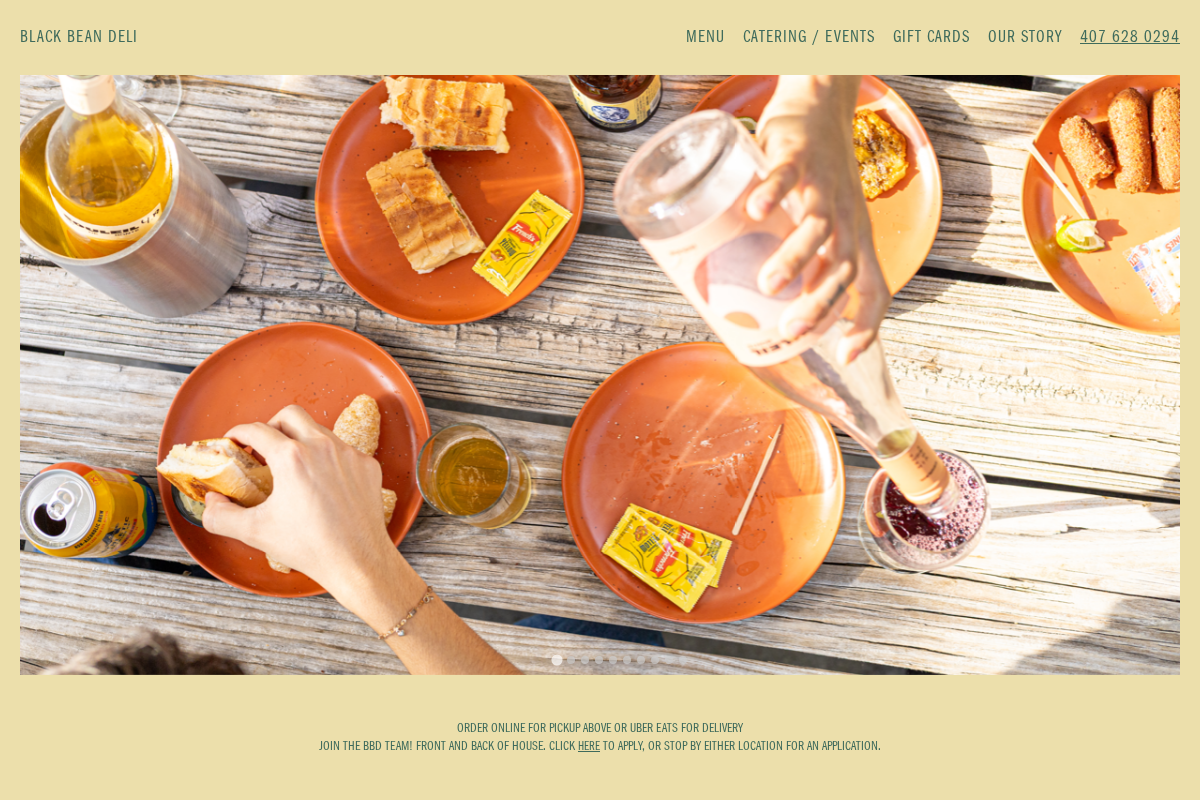 blackbeandeli.com homepage screenshot