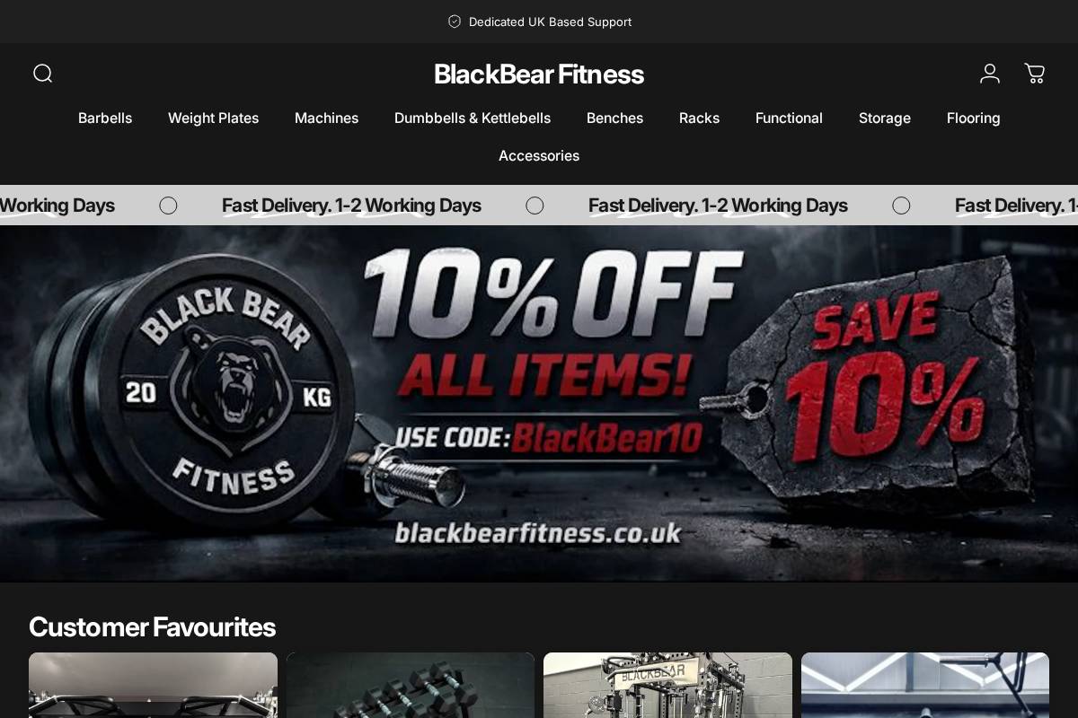 Blackbearfitness homepage screenshot