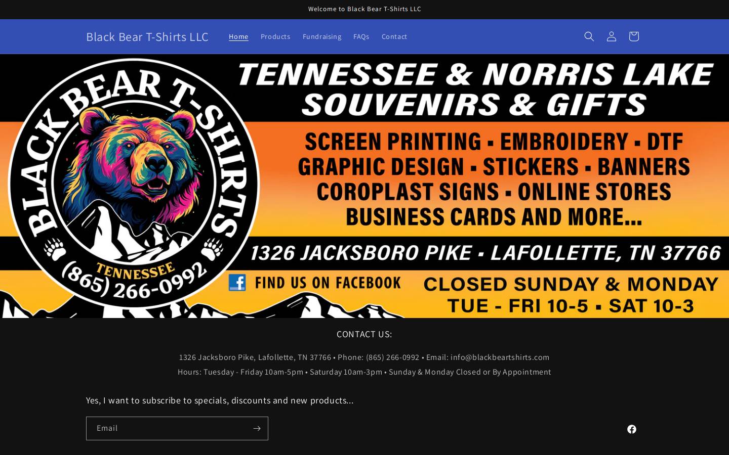 blackbeartshirts.com homepage screenshot