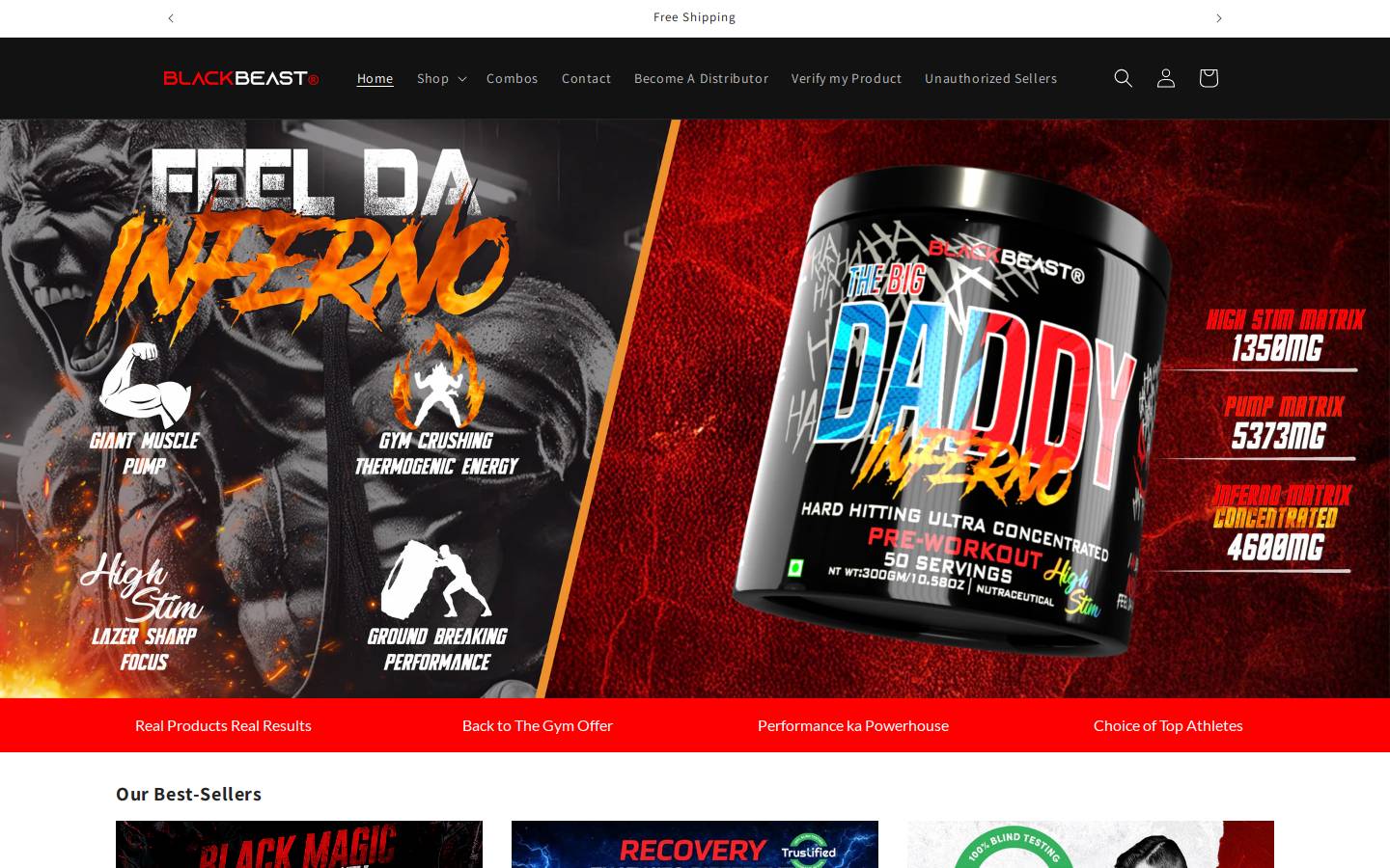 blackbeastnutrition.in homepage screenshot
