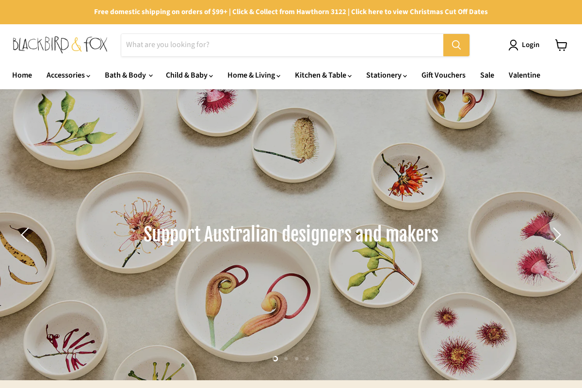 blackbirdandfox.com.au homepage screenshot