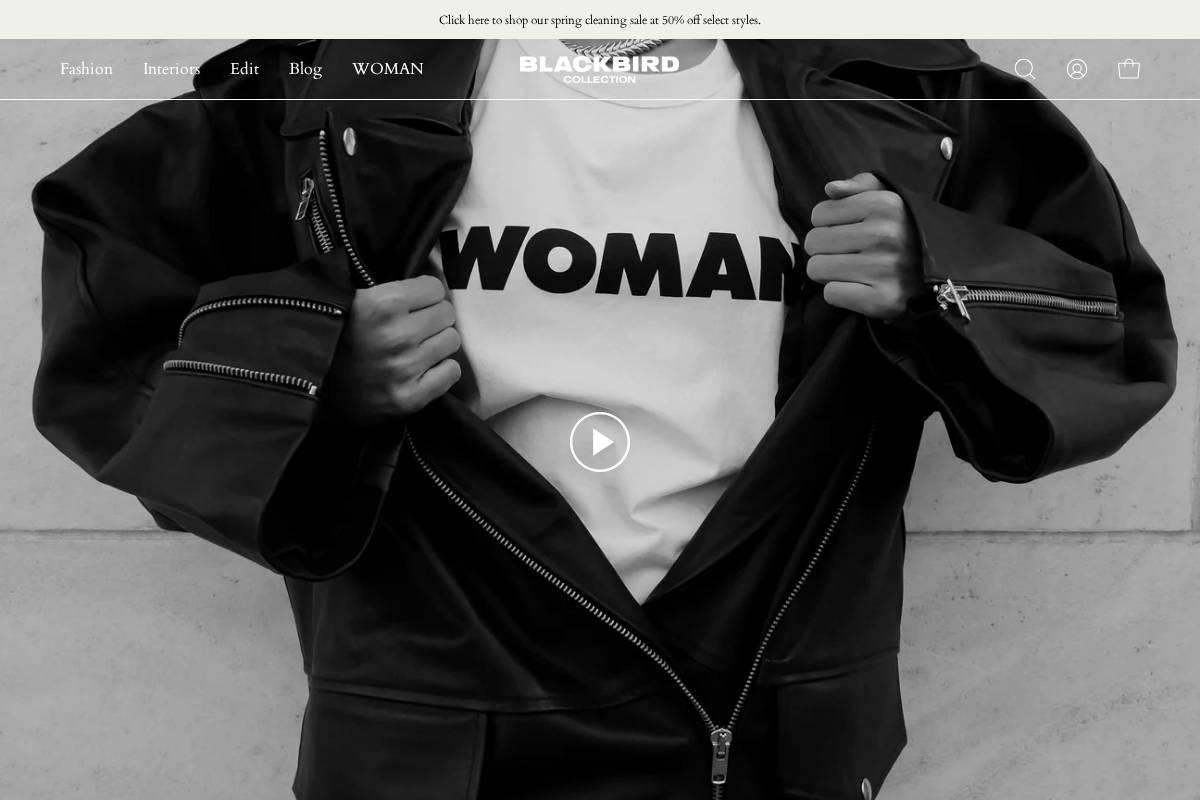 blackbirdcollection.com homepage screenshot