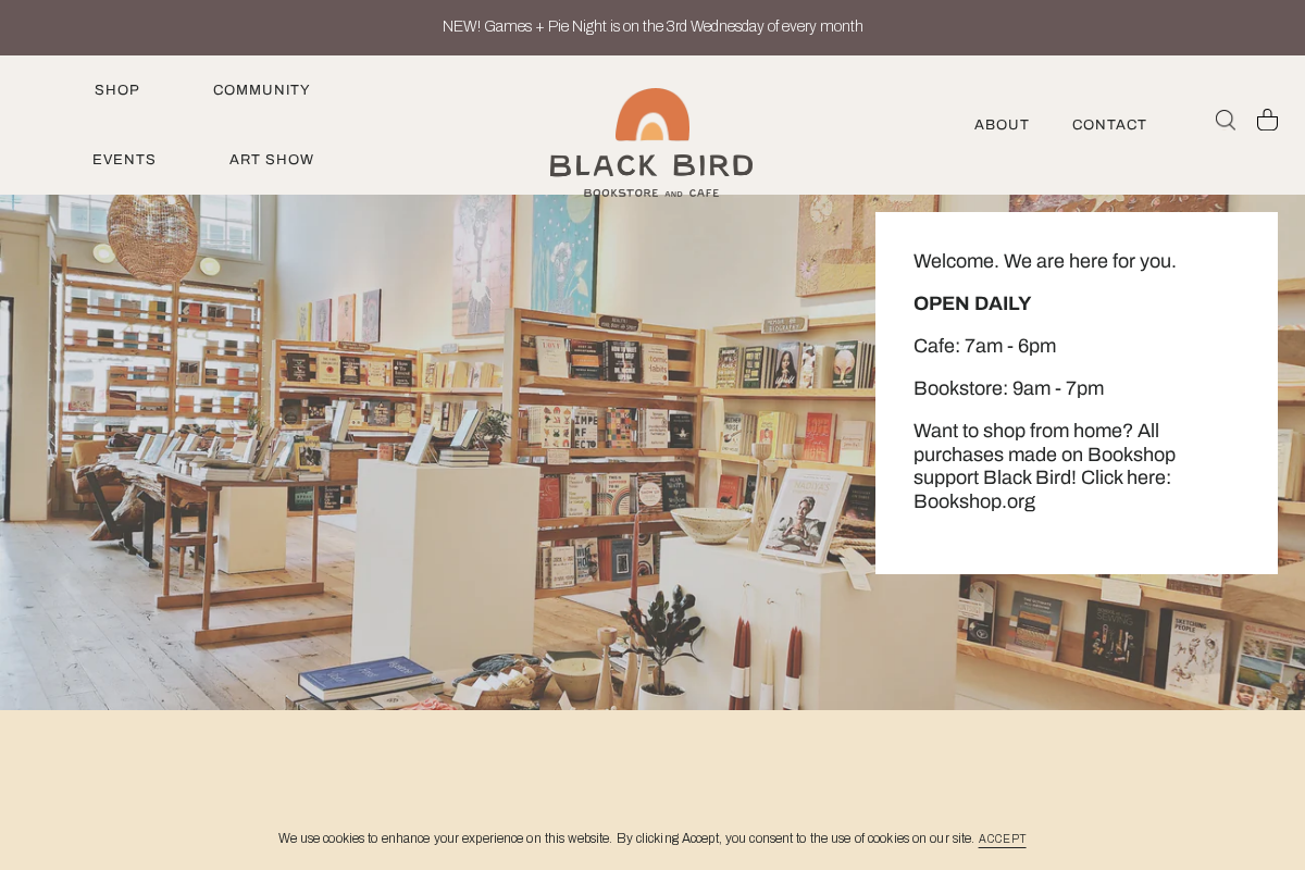 Black Bird Bookstore homepage screenshot