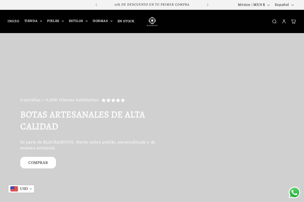 blackbootsmx.com homepage screenshot