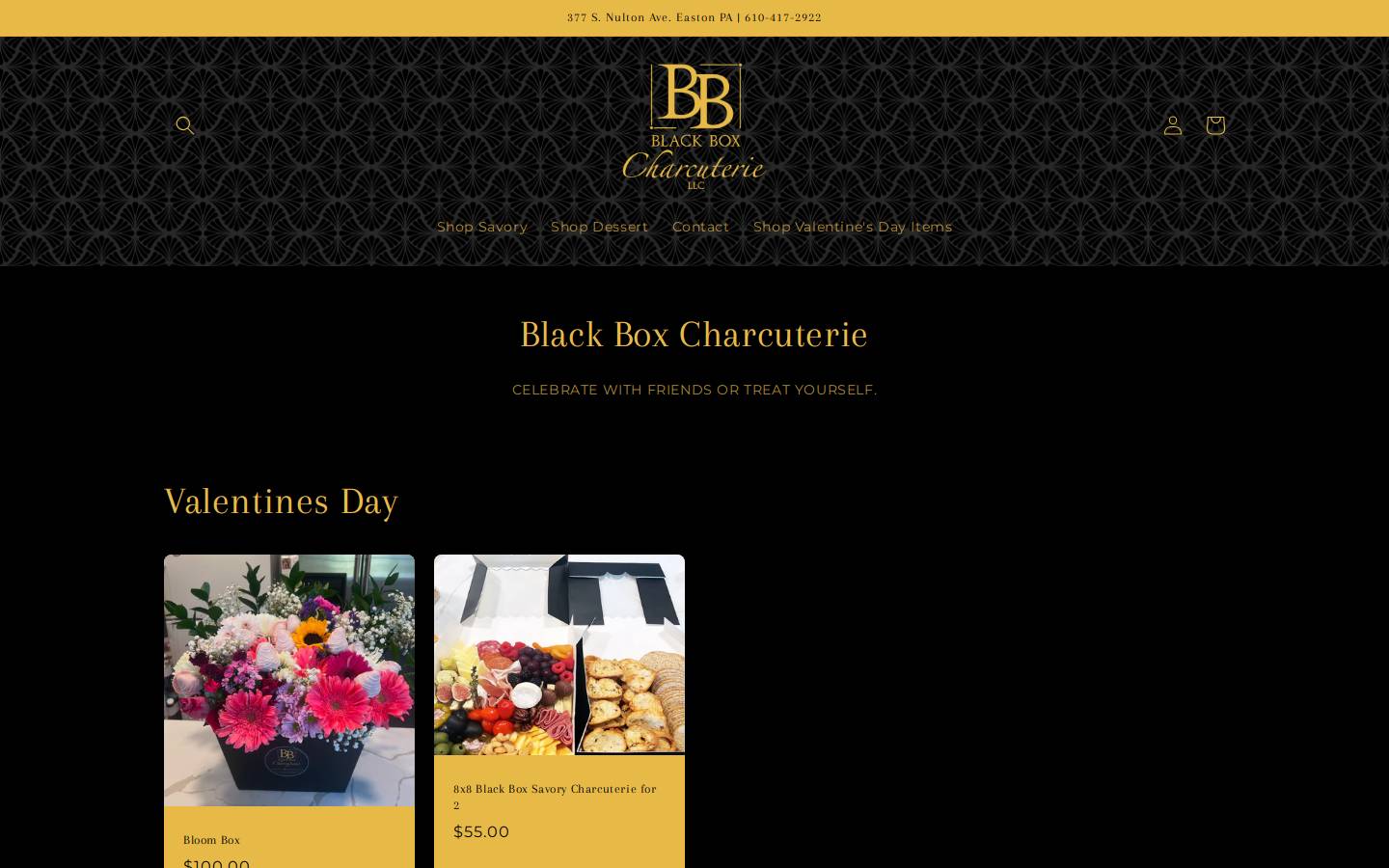 blackboxcharcuterie.com homepage screenshot