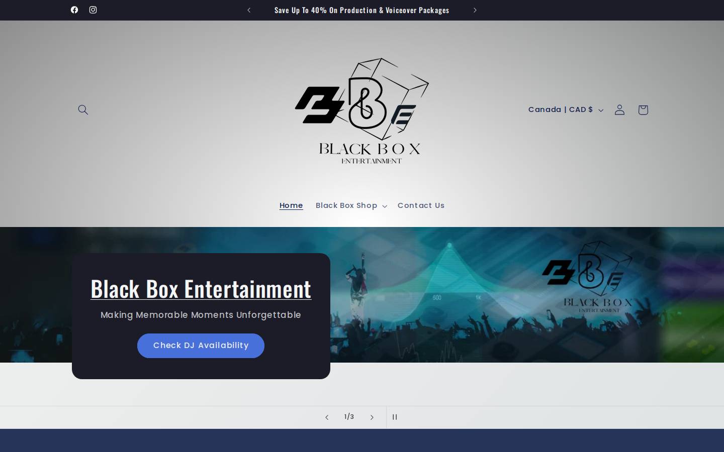 blackboxentertainment.ca homepage screenshot