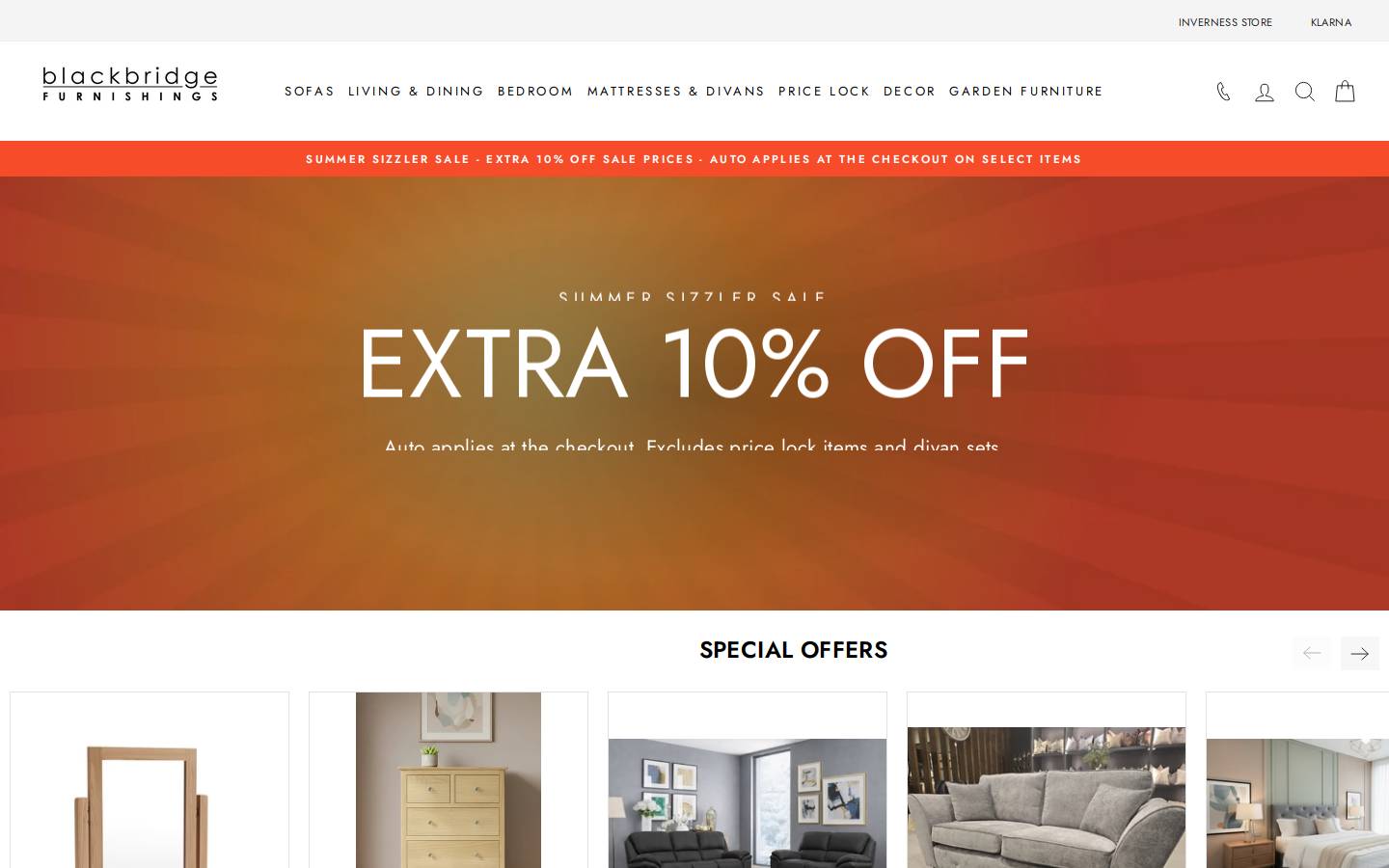 Blackbridge Furnishings homepage screenshot