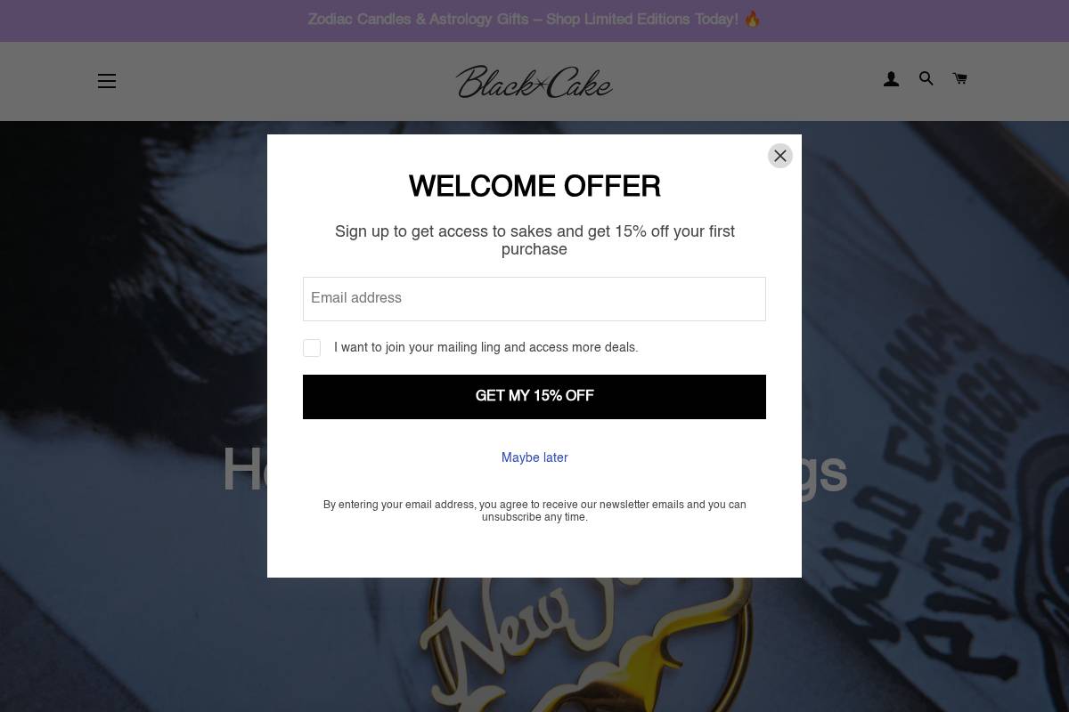 blackcakeclothing.com homepage screenshot