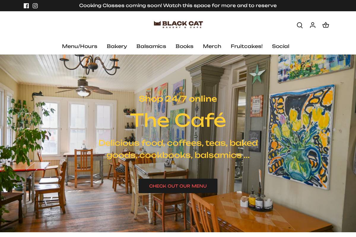 blackcatcafes.com homepage screenshot
