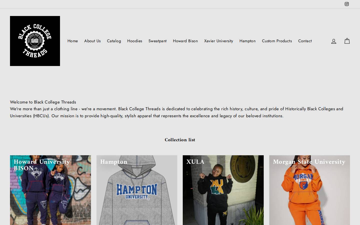 blackcollegethreads.com homepage screenshot