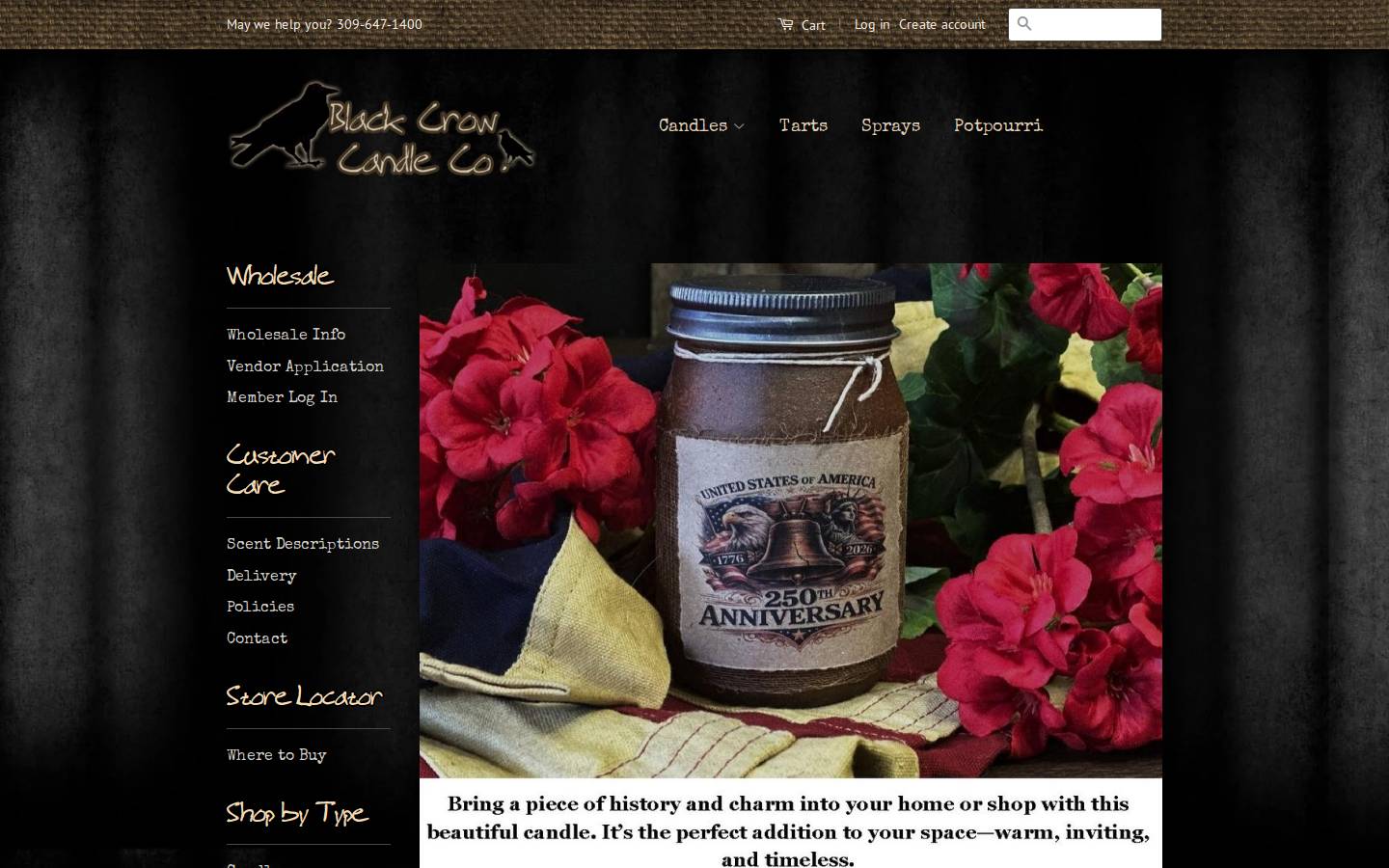 blackcrowcandles.net homepage screenshot