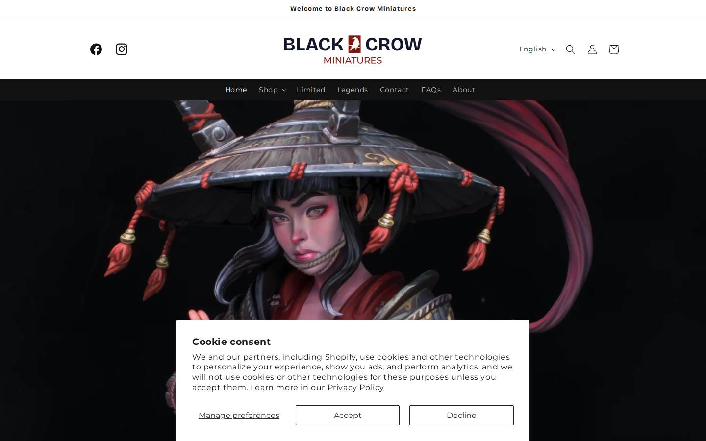 blackcrowminiatures.com homepage screenshot